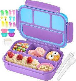 Bento Lunch Box for Kids Girls Boys, Toddler Kids Lunch Boxes for School, Lunch Containers for Adults with 4 Compartments, Sauce Container, Utens