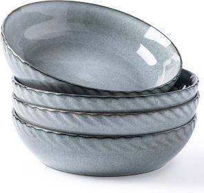 8.5'' Large Pasta Bowls, 38 Ounce Stoneware Salad Bowls for Kitchen, Ceramic Serving Bowls With Textured Pattern for Pasta,Fruit, Stews,Noodle