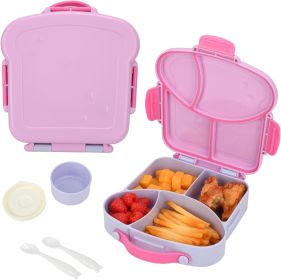 Bento Box for Kids School Lunch Box with Utensils and a Dipping Bowl, Leak-Proof 4 Compartments with Carrying Handle
