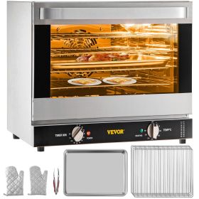 VEVOR Commercial Convection Oven, 66L/60Qt, Half-Size Conventional Oven Countertop, 1800W 4-Tier Toaster with Front Glass Door