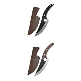 Hand forged boning knife (Option: wood and Black With Leather case)