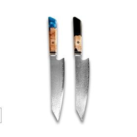 Chef's Knife For Japanese Cuisine In Damascus (Option: Black blue-34.7cm)