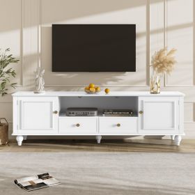 VIBE HAUS 70.9 Modern TV Stand For TVs Up To 80 Inches, Entertainment Center With Open Compartment, TV Storage Cabinet With 2 Drawers, 2 Cabinets (Option: White)