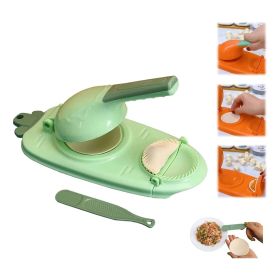 1pc 10in/9in 2-In-1 Dumpling Maker - Kitchen Utensil For DIY Dumpling Moulds And Dough Pressing - Stainless Steel Dumpling Skin Press With Non-Sl (Color: Green)