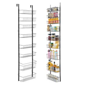 Over the Door Pantry Organizer, 9-Tier Pantry Organization and Storage, Heavy-Duty Steel Hanging Spice Rack, Adjustable Wall Seasoning Shelves (Number of Layers: 9, Color: Black)